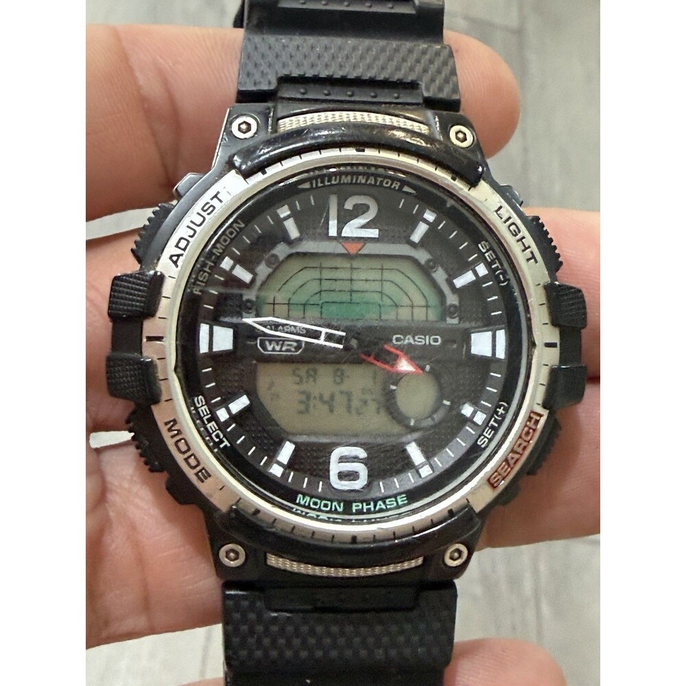 Casio WSC-1250H Fishing Gear Moon Phase Analog Digital Watch 5627 100M Tested